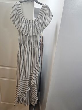Express White and Black Striped Maxi Dress